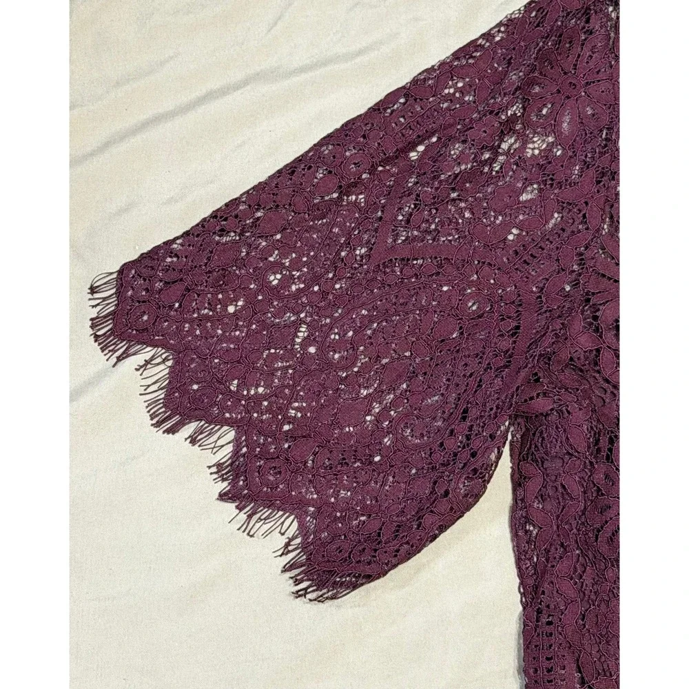 Time & Tru Womens XXL Burgundy Lace Button Down Shirt with Cami NWT